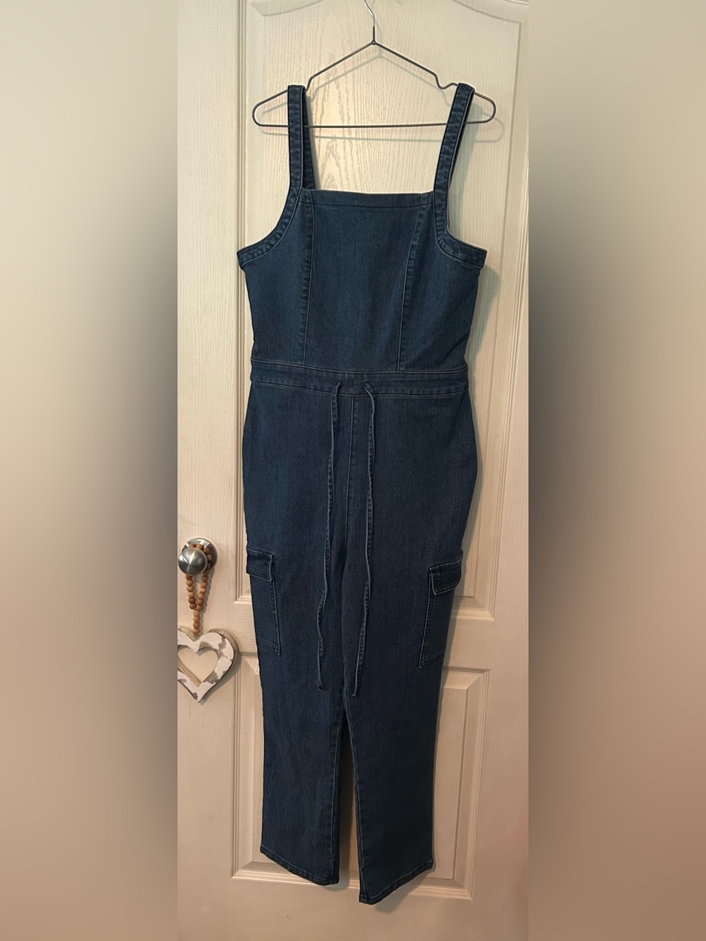 Tinseltown Denim Overall Jumpsuit in Dark Blue